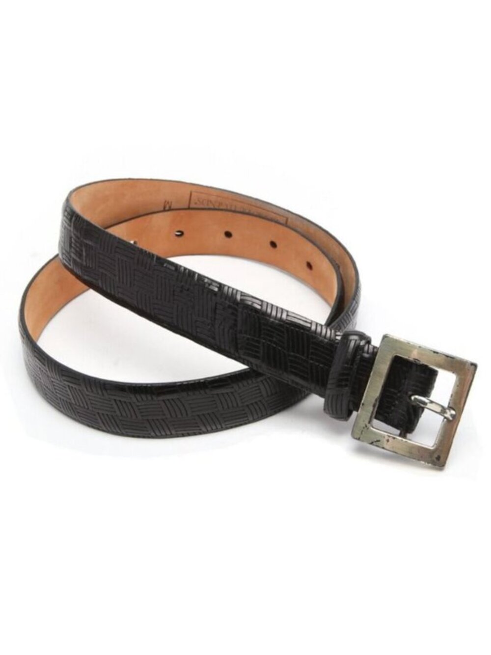 Vintage J. Peterman Movie Legends Black Woven Leather Belt USA Made Medium